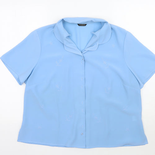 Debenhams Womens Blue Floral  Basic Button-Up Size 18