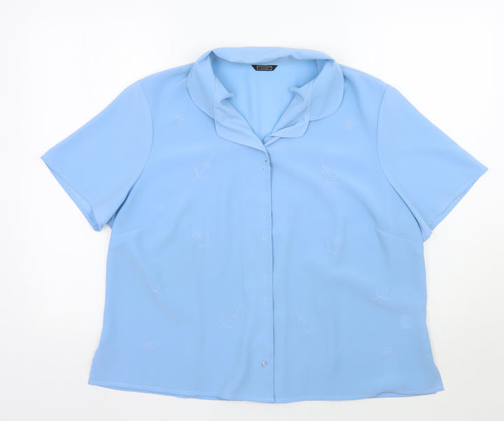Debenhams Womens Blue Floral  Basic Button-Up Size 18