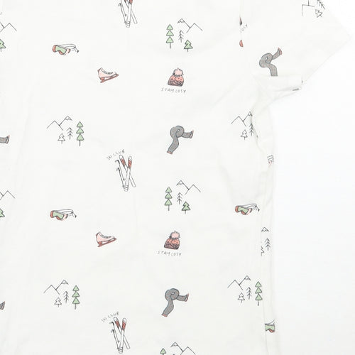 TU Womens White Geometric  Basic T-Shirt Size 10