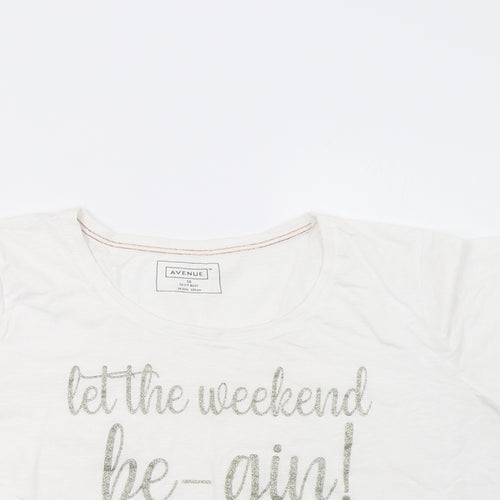 Avenue Womens White   Cropped T-Shirt Size 16