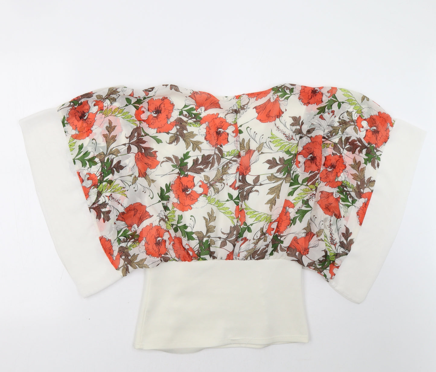 ly  Womens Orange Floral  Basic Blouse Size 10