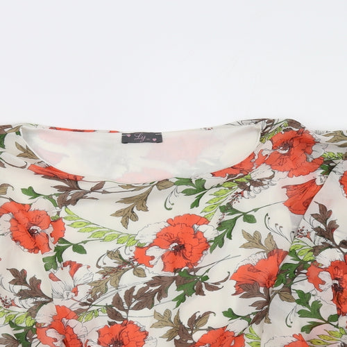 ly  Womens Orange Floral  Basic Blouse Size 10