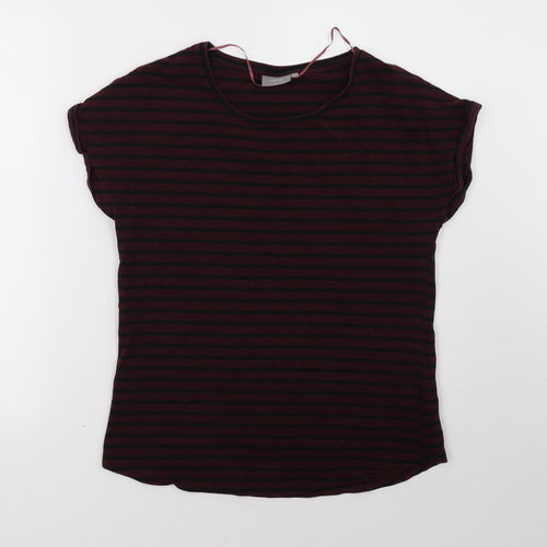 be.young Womens Red Striped  Basic T-Shirt Size S