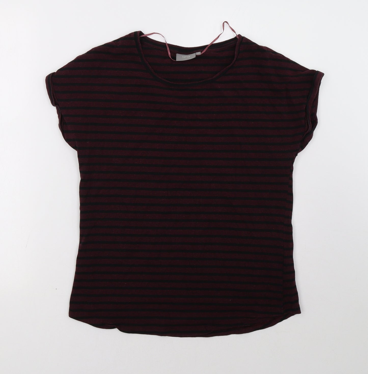 be.young Womens Red Striped  Basic T-Shirt Size S