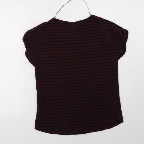 be.young Womens Red Striped  Basic T-Shirt Size S