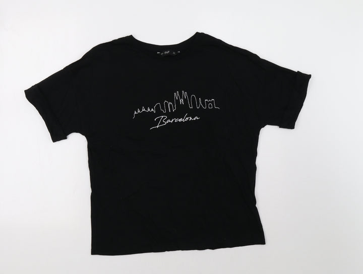 F&F Womens Black Basic T-Shirt Size 12