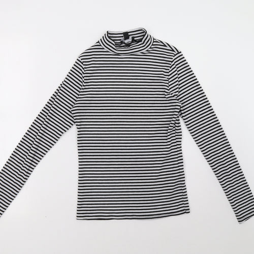 New Look Womens Black Striped  Pullover Sweatshirt Size 12