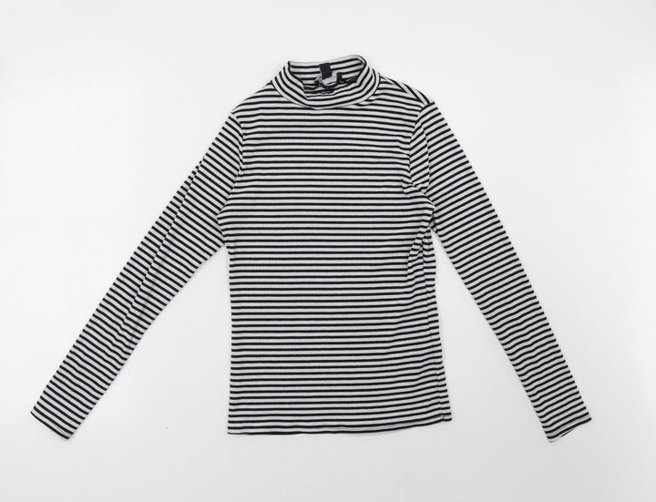 New Look Womens Black Striped Pullover Sweatshirt Size 12
