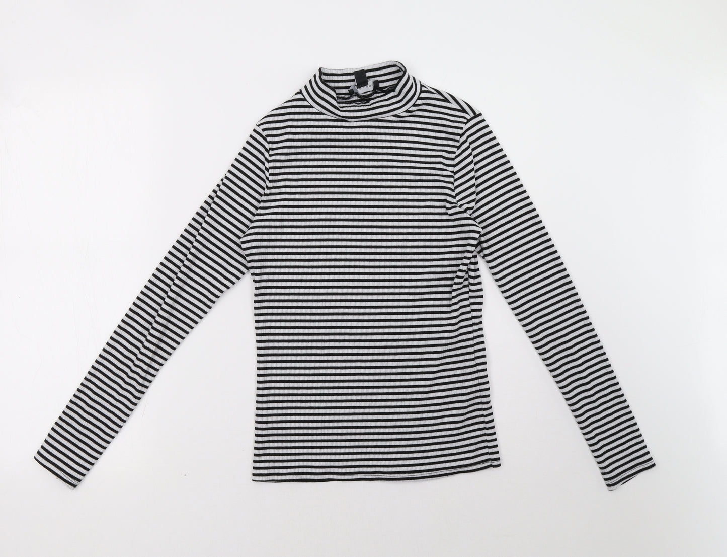 New Look Womens Black Striped  Pullover Sweatshirt Size 12