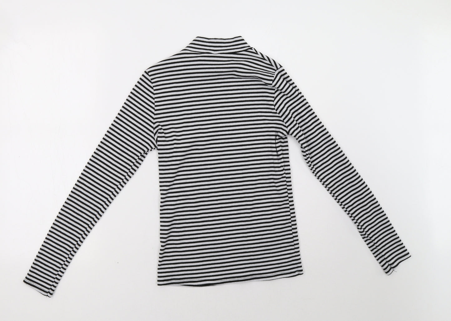 New Look Womens Black Striped  Pullover Sweatshirt Size 12