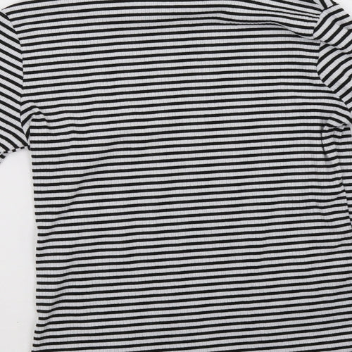 New Look Womens Black Striped  Pullover Sweatshirt Size 12