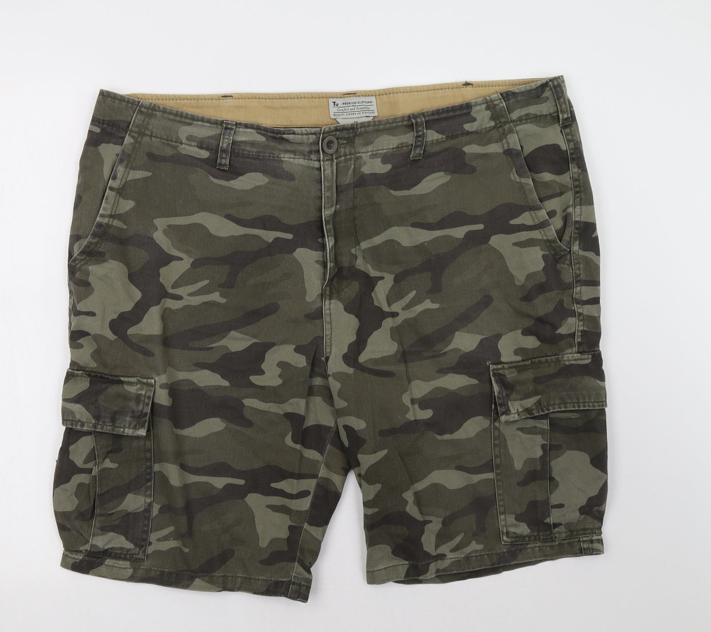 sainsburys Mens Green Camouflage  Cargo Shorts Size 40