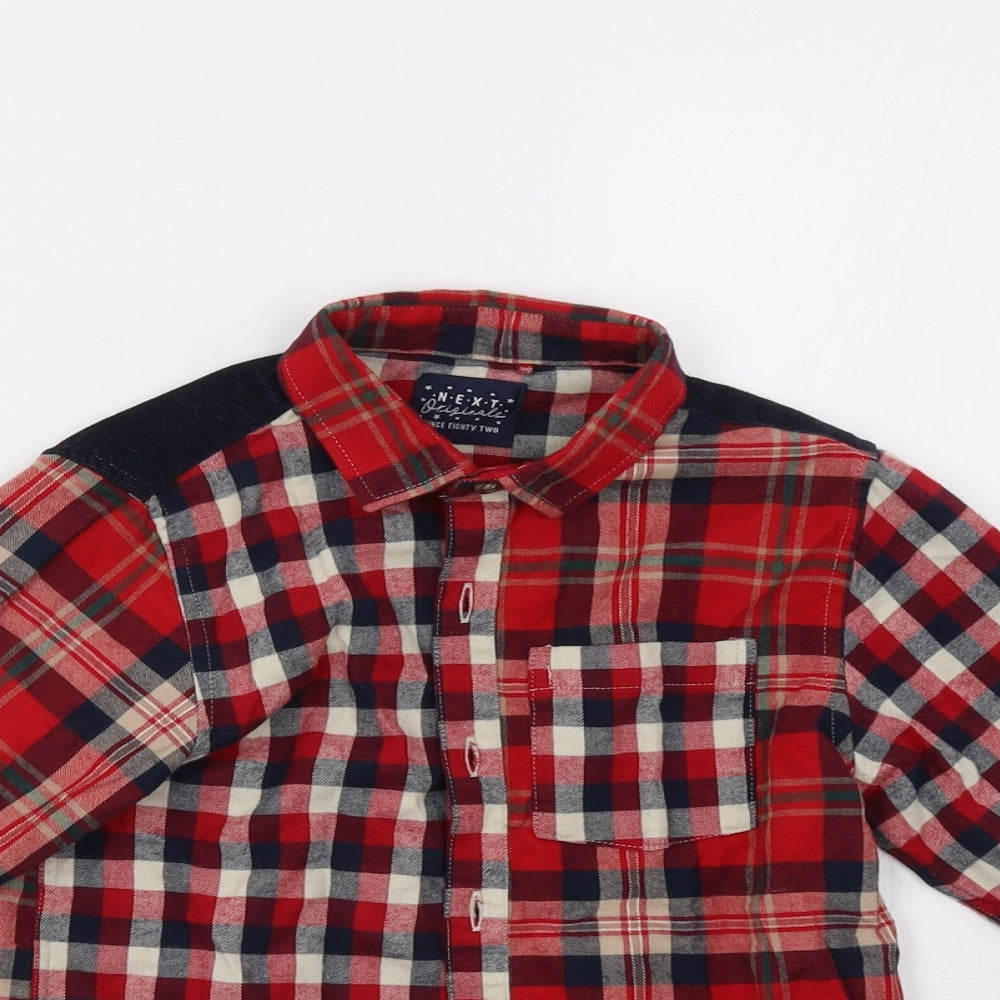 NEXT Boys Red Check  Basic Button-Up Size 4 Years