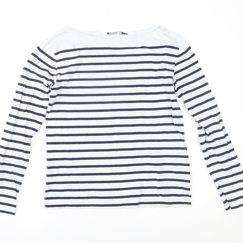Ralph Lauren Womens White Striped  Basic Blouse Size M