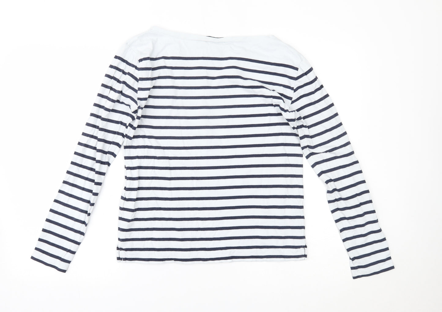 Ralph Lauren Womens White Striped  Basic Blouse Size M