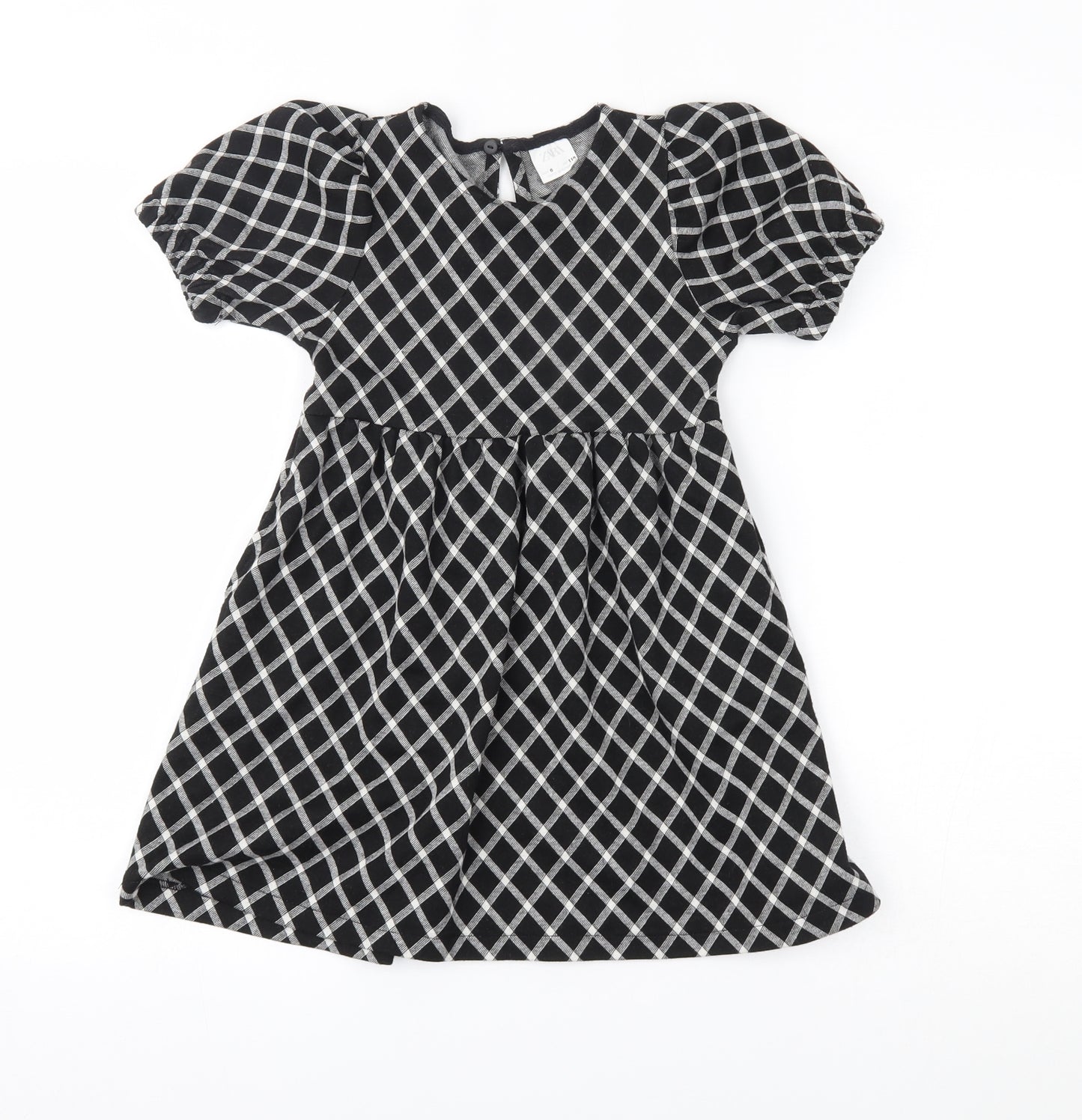 Zara Girls Black Check  Fit & Flare  Size 6 Years