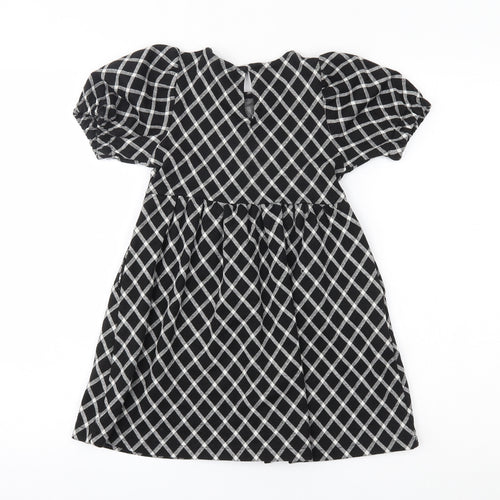 Zara Girls Black Check  Fit & Flare  Size 6 Years