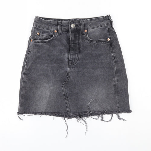 H&M Womens Grey  Denim Mini Skirt Size 6