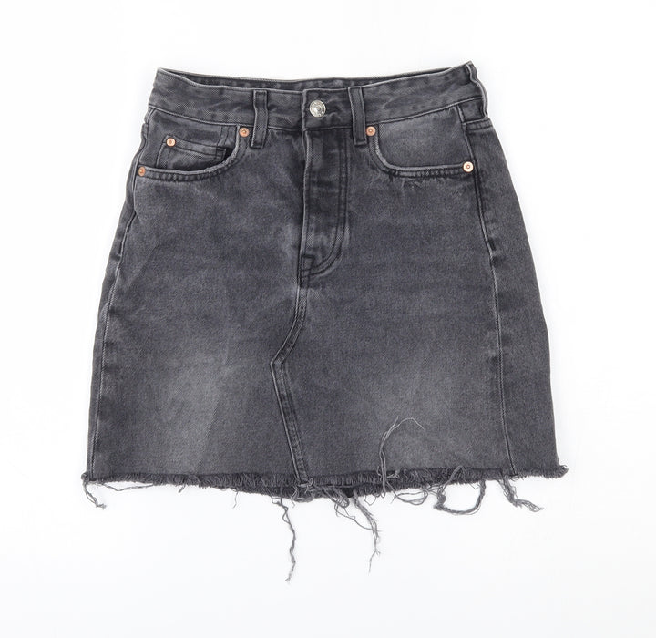 H&M Womens Grey Denim Mini Skirt Size 6