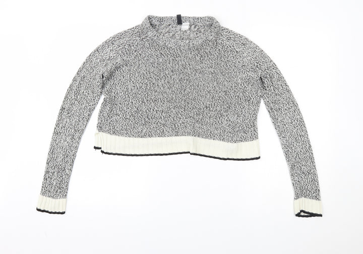H&M Womens Grey Cropped Blouse Size S