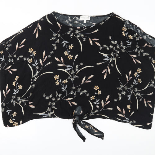 Apricot Womens Black Floral  Basic Blouse Size 12