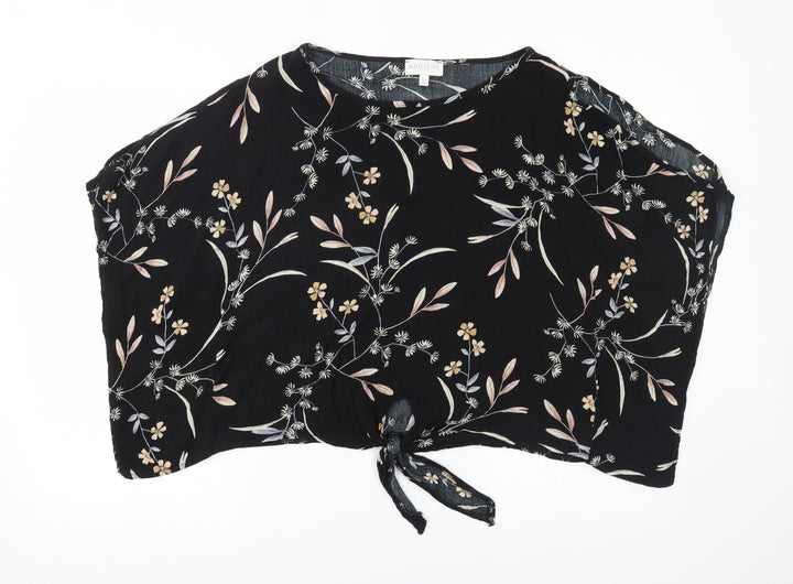 Apricot Womens Black Floral Basic Blouse Size 12
