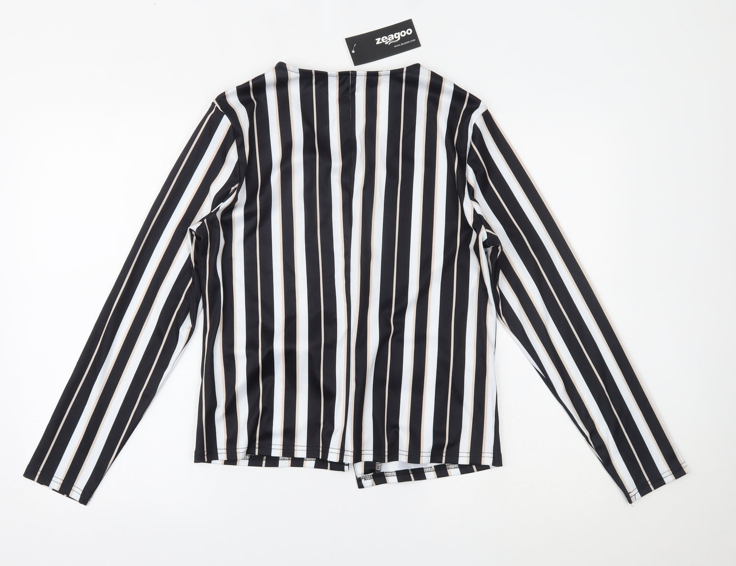 Zeagoo  Womens Black Striped  Cardigan Jumper Size L