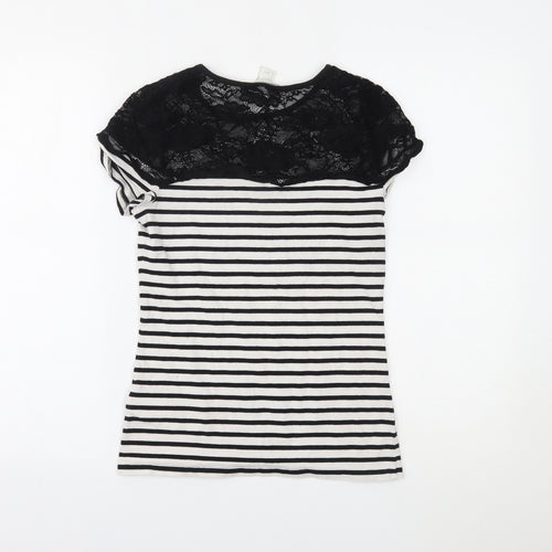 H&M Womens Black Striped  Basic Blouse Size S