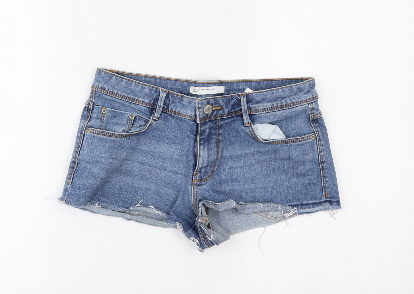 Zara Womens Blue  Denim Hot Pants Shorts Size 10