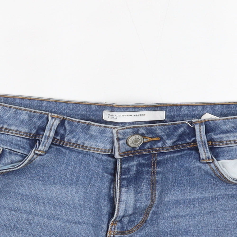 Zara Womens Blue  Denim Hot Pants Shorts Size 10