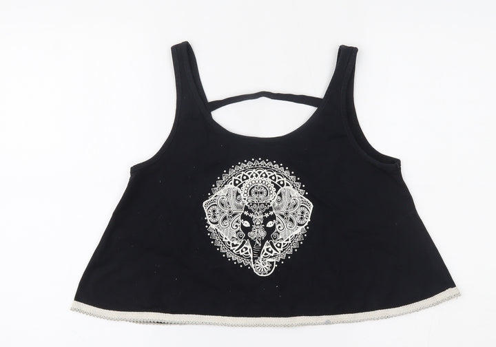 M&Co Girls Black   Cropped Tank Size 13-14 Years
