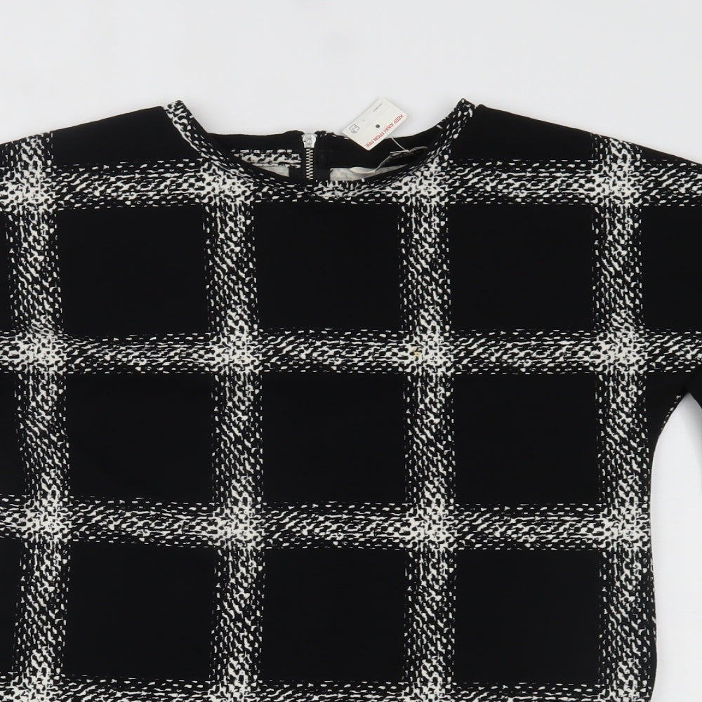F&F Womens Black Check  Basic Blouse Size 6