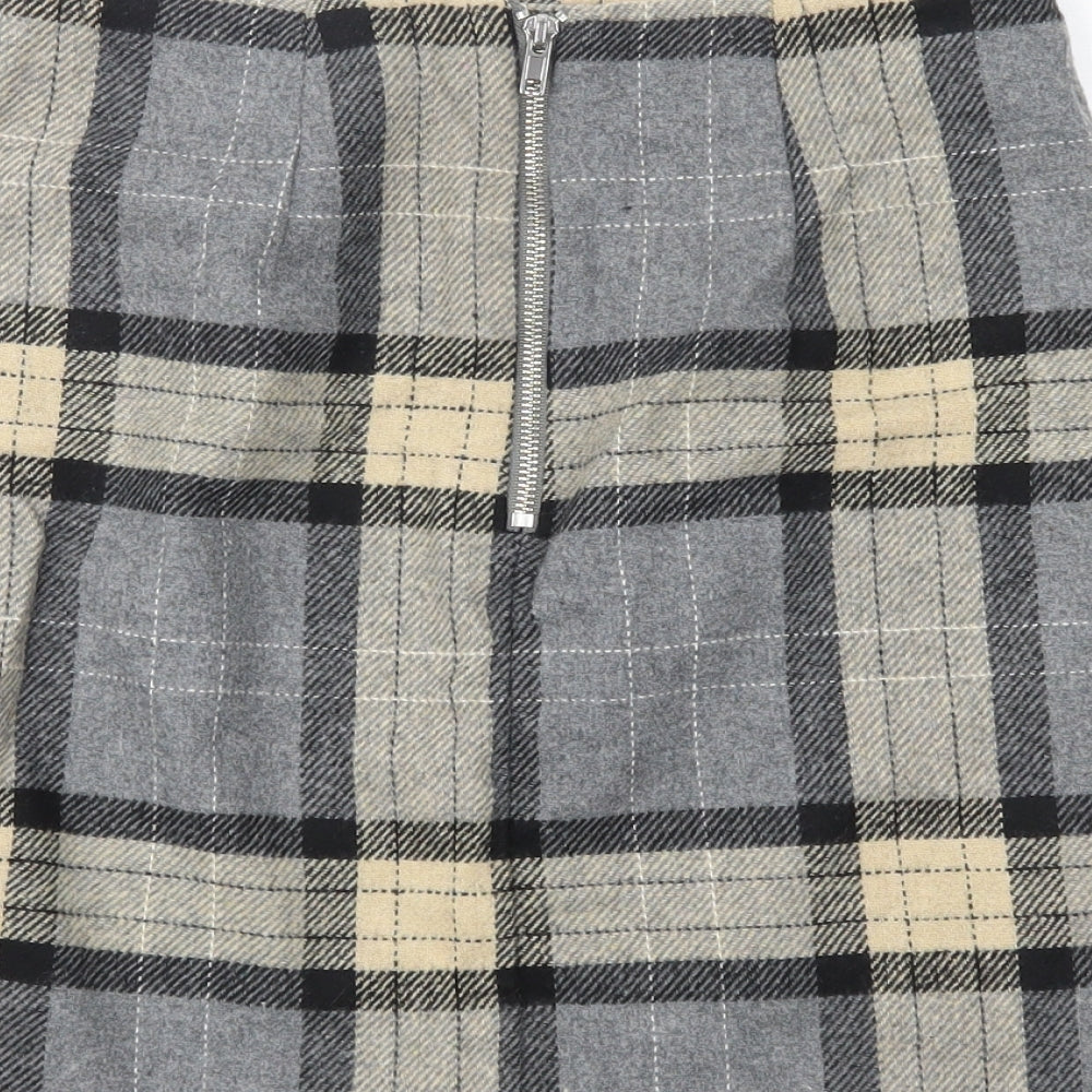 New Look Womens Grey Plaid  Mini Skirt Size 6