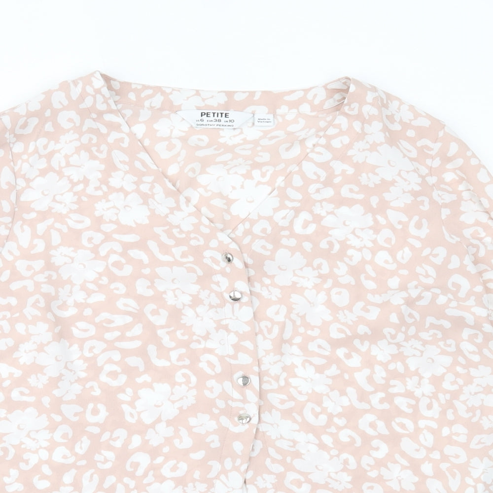 Dorothy Perkins Womens Pink Animal Print  Basic Button-Up Size 10