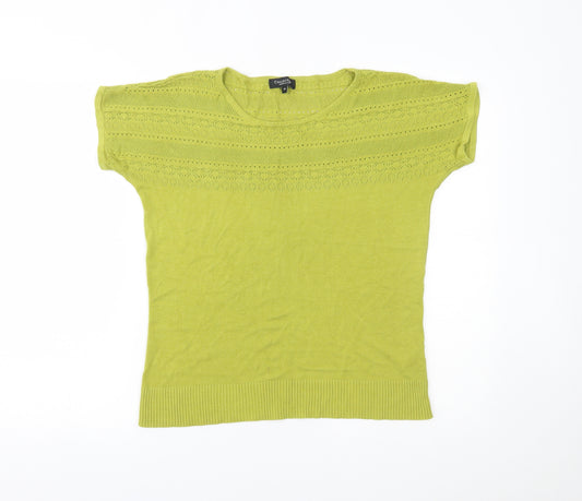Front view of Debenhams women’s green basic blouse, size UK 14