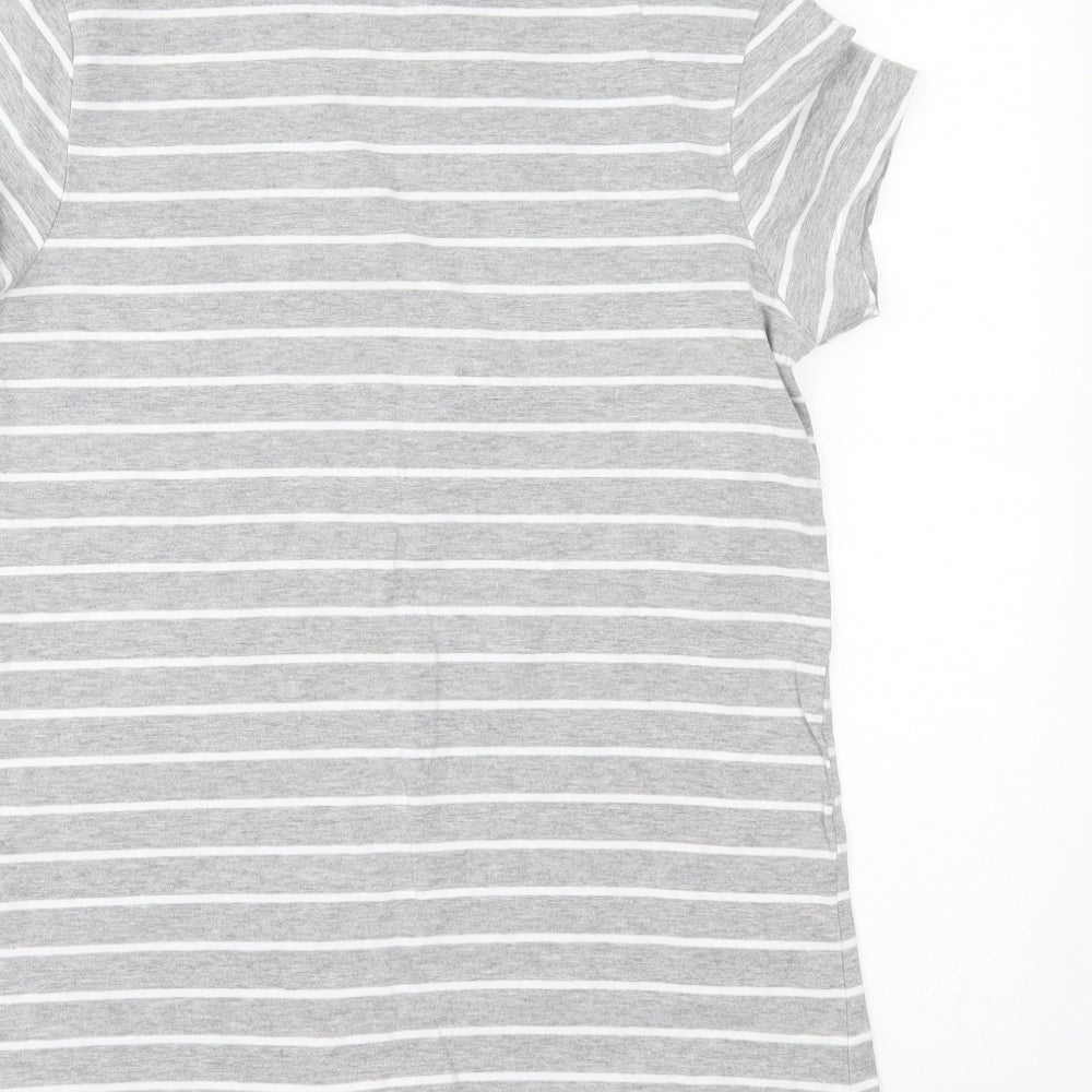 Primark Womens Grey Striped  Basic T-Shirt Size 16