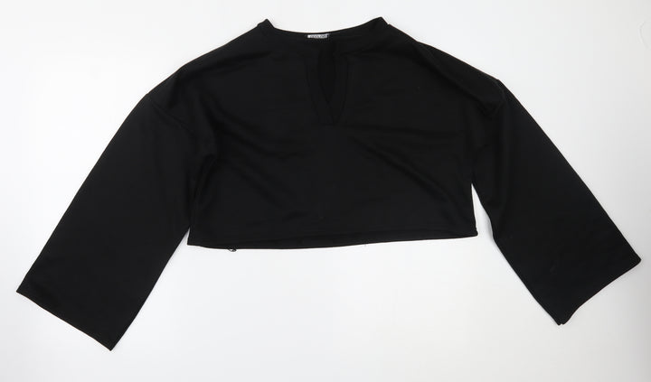 Boohoo Womens Black Cropped Blouse Size 14