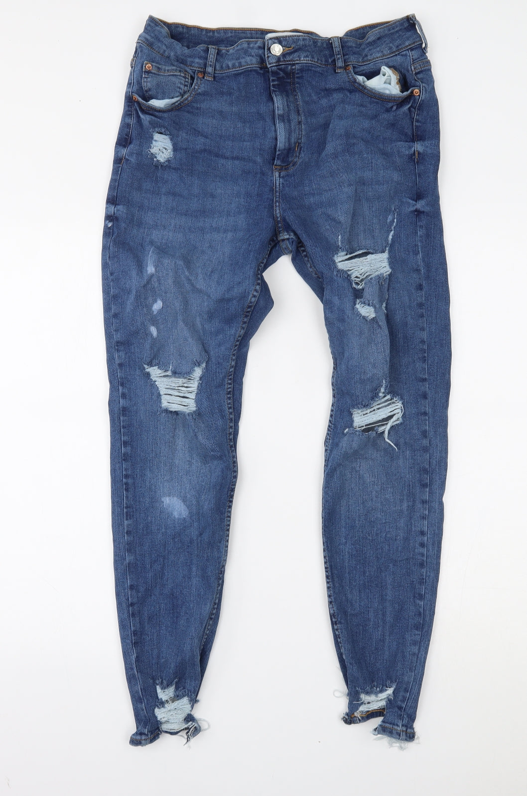 Primark Womens Blue  Denim Skinny Jeans Size 16 L27 in