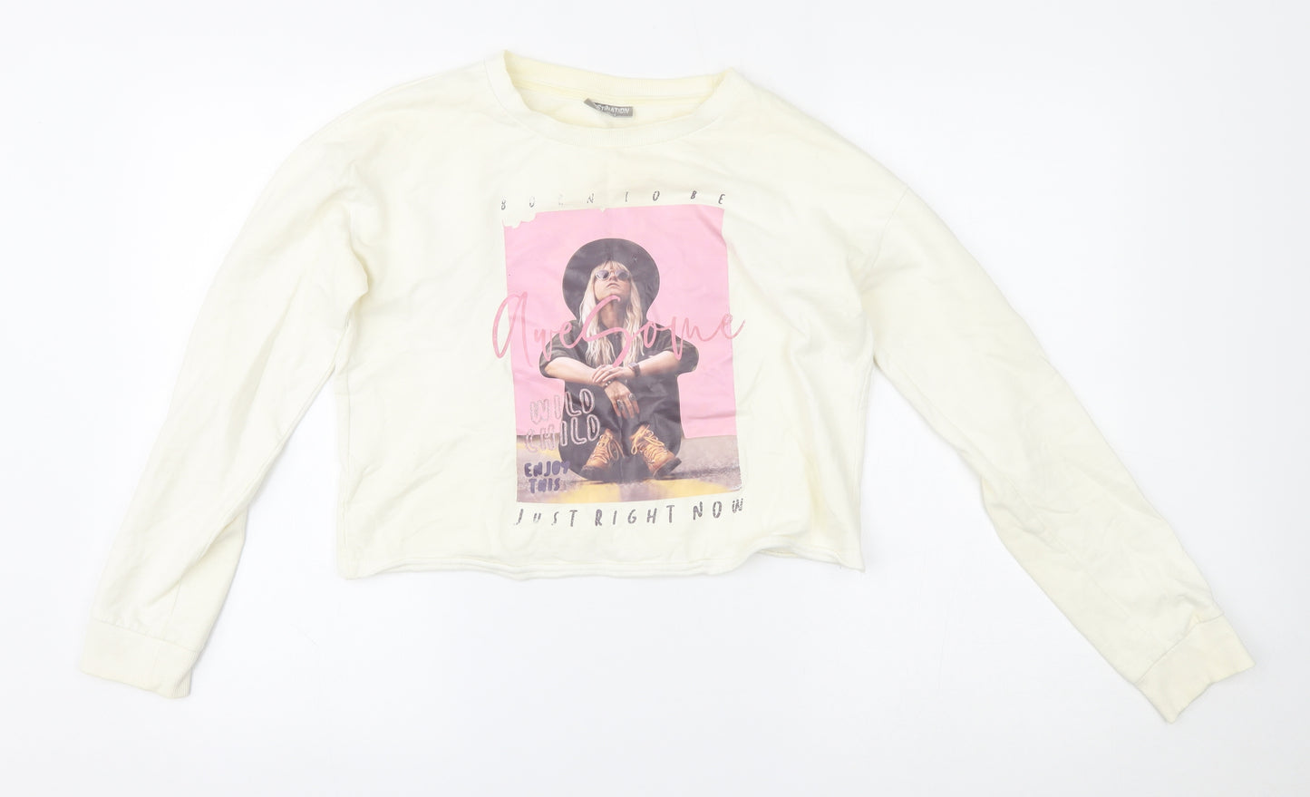 Destination Girls White   Pullover Sweatshirt Size 13-14 Years