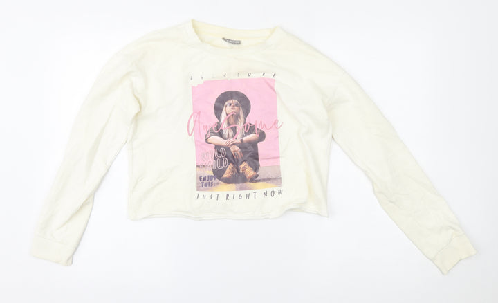 Destination Girls White Pullover Sweatshirt Size 13-14 Years