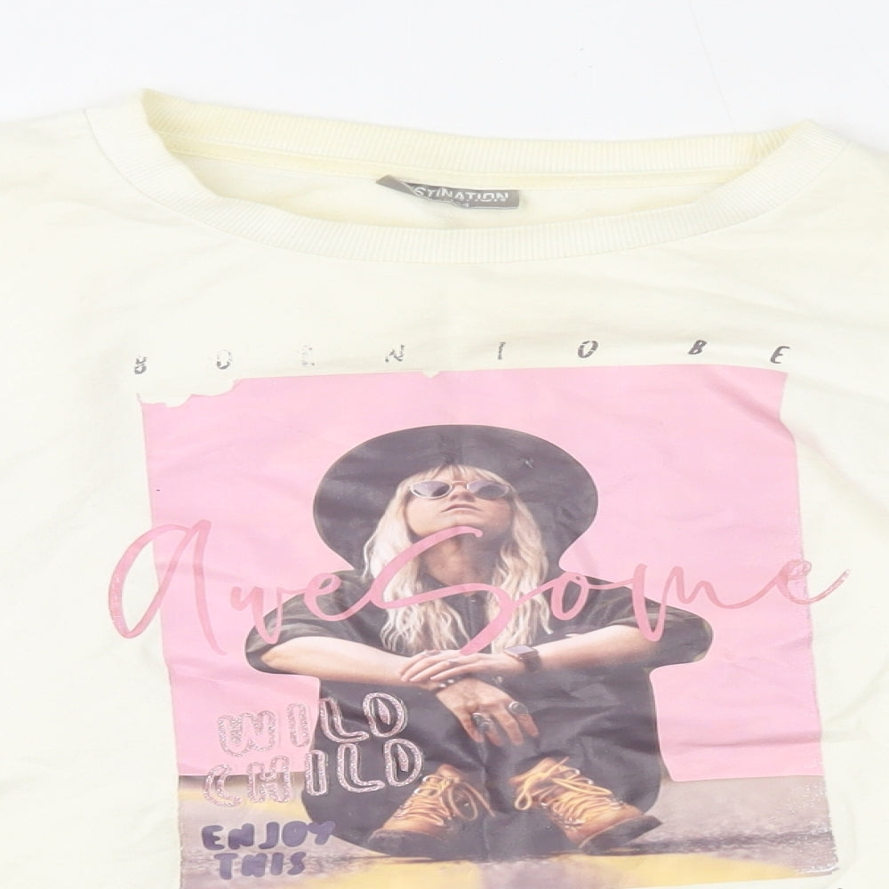 Destination Girls White   Pullover Sweatshirt Size 13-14 Years