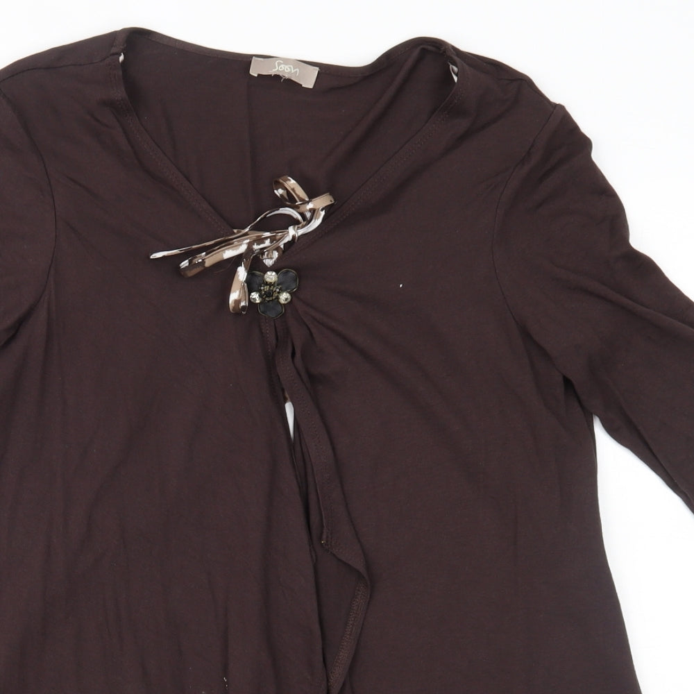 Soon Womens Brown   Basic Blouse Size 14