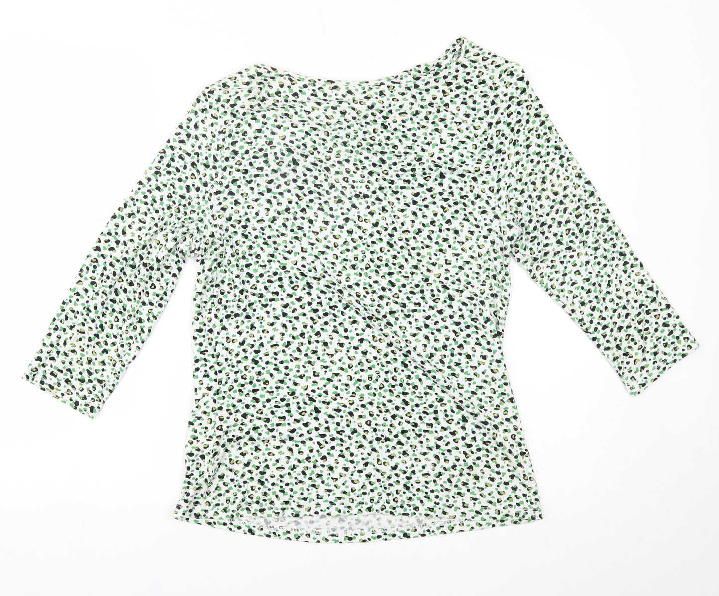 Linea Womens Green Animal Print  Basic Blouse Size L