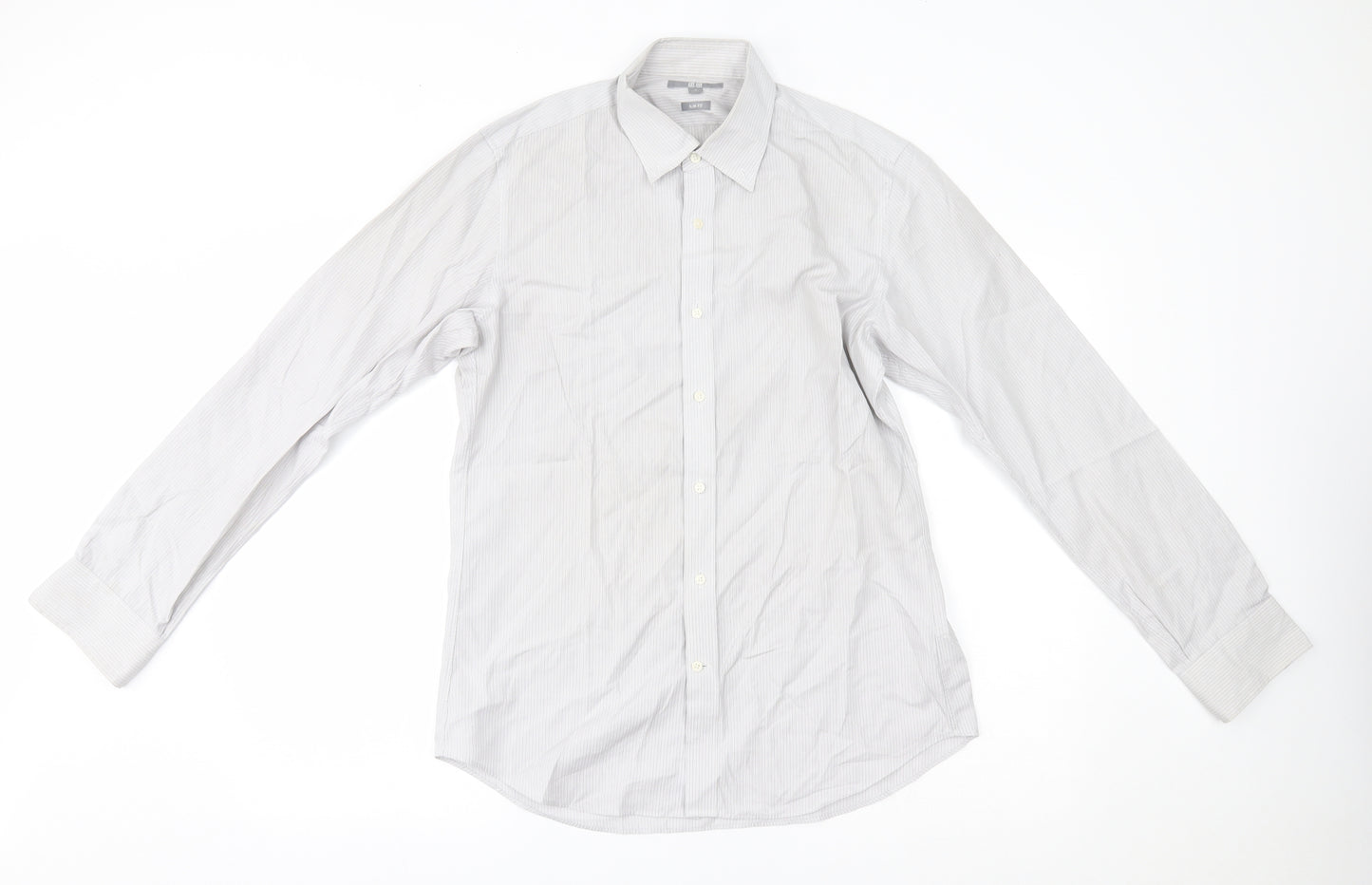 Uniqlo Mens Grey Striped   Button-Up Size M