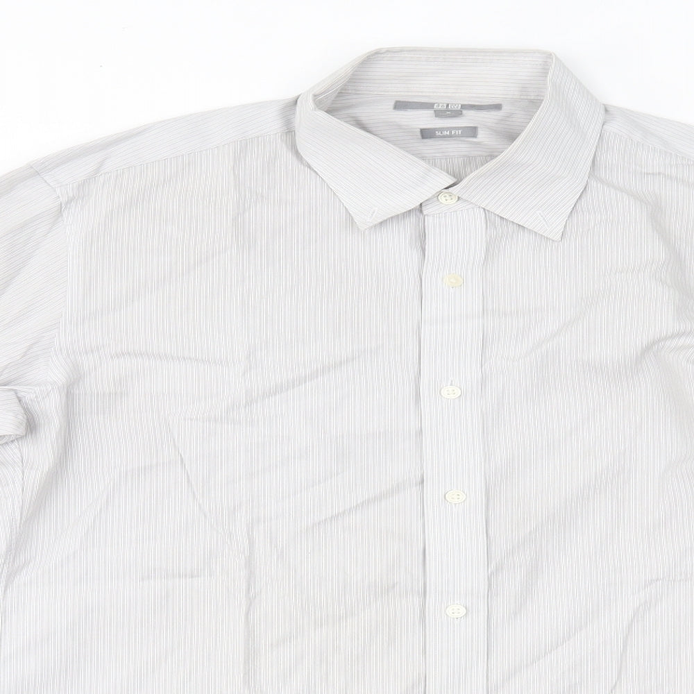 Uniqlo Mens Grey Striped   Button-Up Size M