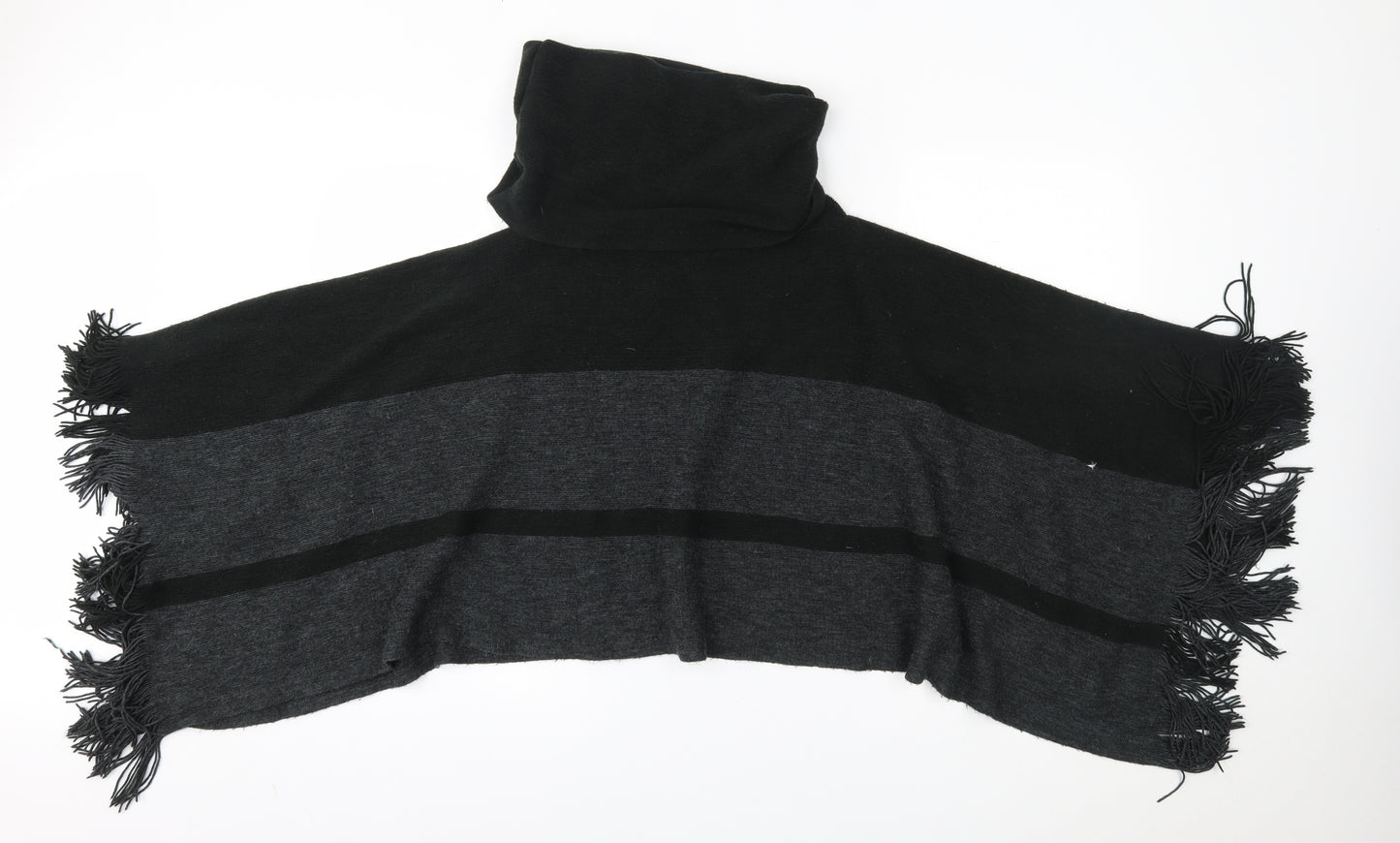 F&F Womens Grey Striped   Poncho Size S