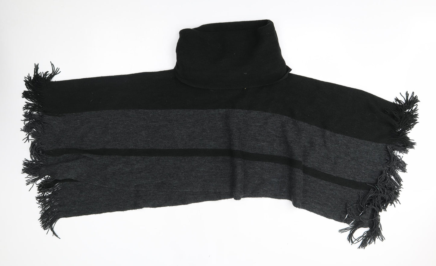 F&F Womens Grey Striped   Poncho Size S