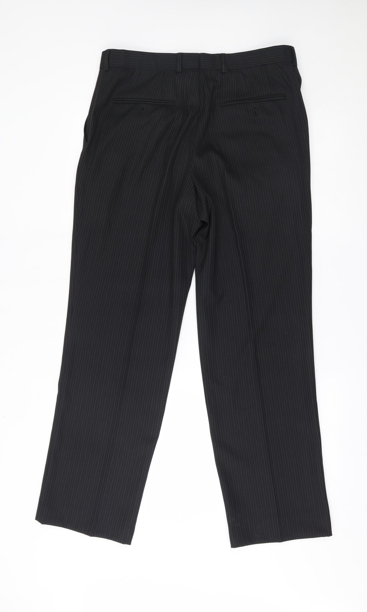 greenwoods Mens Black Striped   Suit Trousers Size 35 L29 in