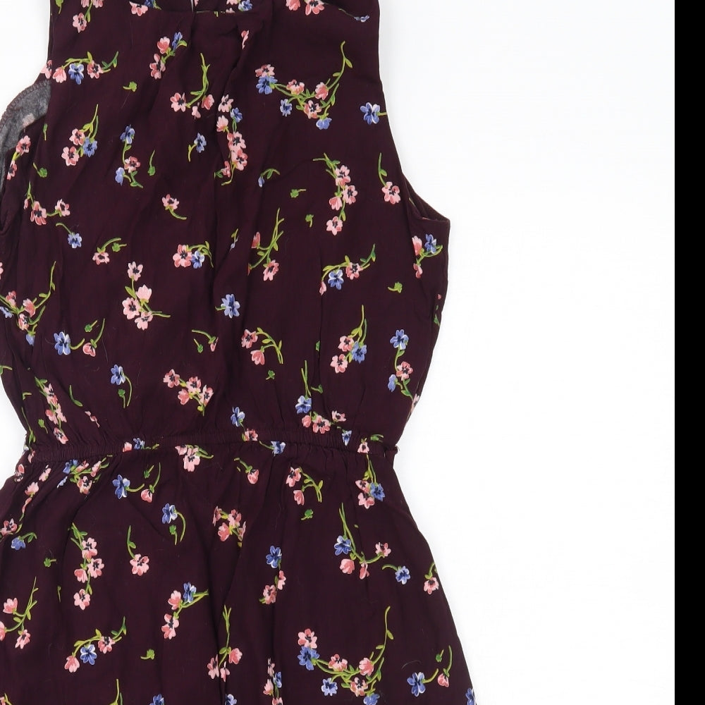 New Look Womens Purple Floral  A-Line  Size 8