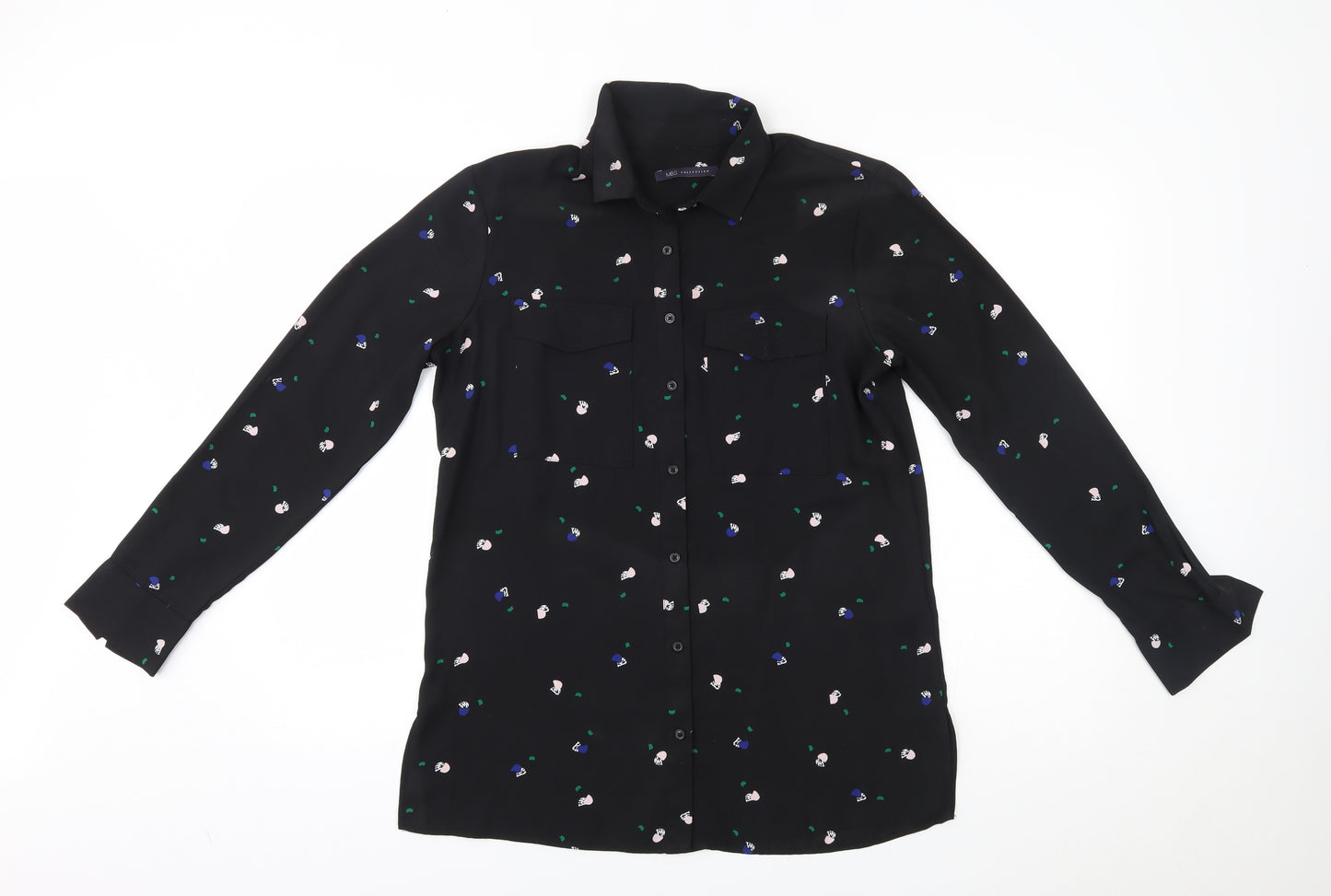 M&S Womens Black   Basic Button-Up Size 10